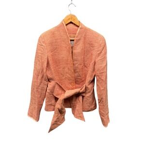 Douglas Hannant Insignia Silk Blazer Women's Size 10‎ Pink Tie Front Jacket USA